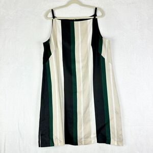 Ann Taylor Linen Stripe Square Neck Shift Dress Size 18 NEW Classic Timeless